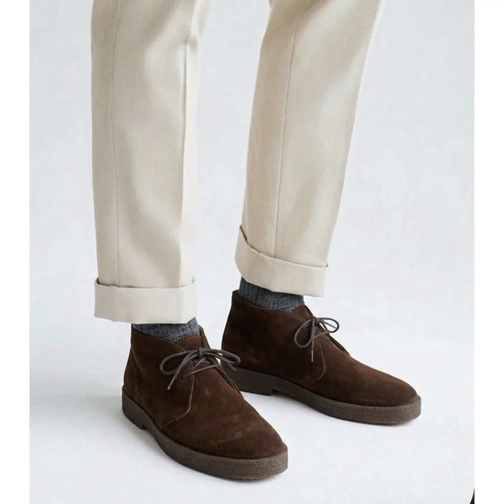 Sanders Hi-Top Chukka Boots Men 7.5 US Playboy Steve McQueen Polo Snuff Suede